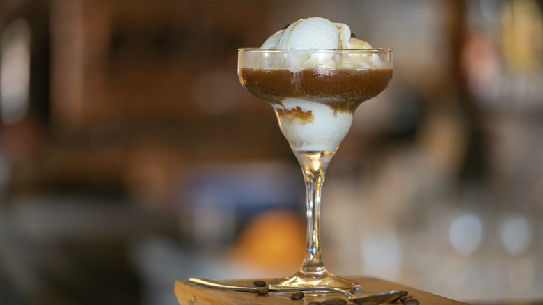 Affogato in a cocktail glass