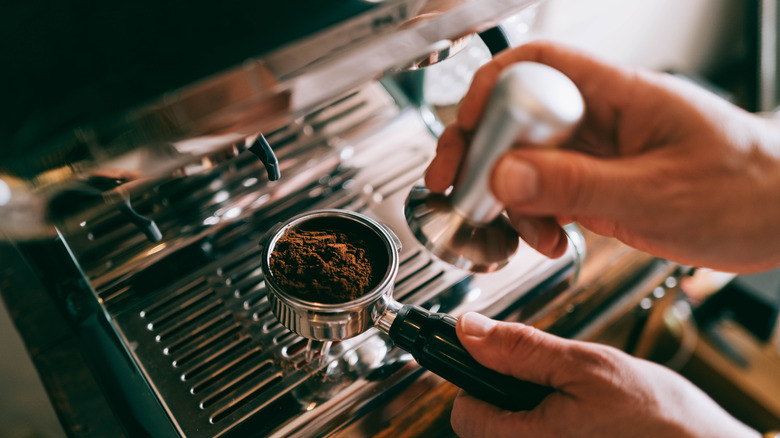 Espresso being pressed