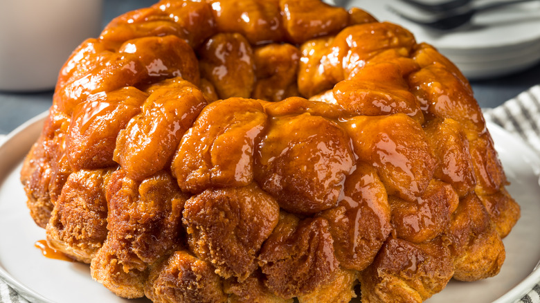A plate of monkey bread is shown.