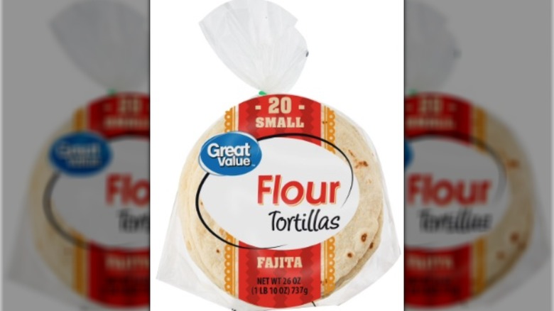 A bag of Great Value 20-ct small fajita flour tortillas