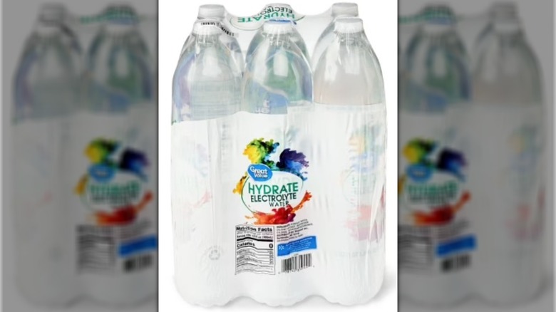 A six-pack of Great Value Hydrate Electrolyte Water