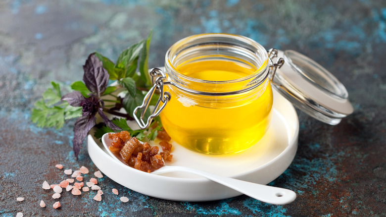 fresh rendered duck fat in jar
