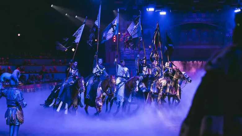 Actors on horses at the Tournament of Kings