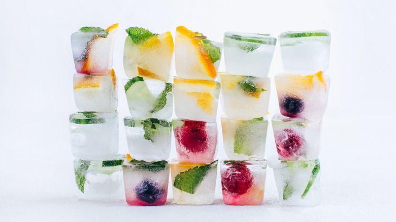Fruit in ice cubes