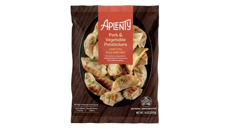 A bag of pork and vegetable potstickers from Aplenty.