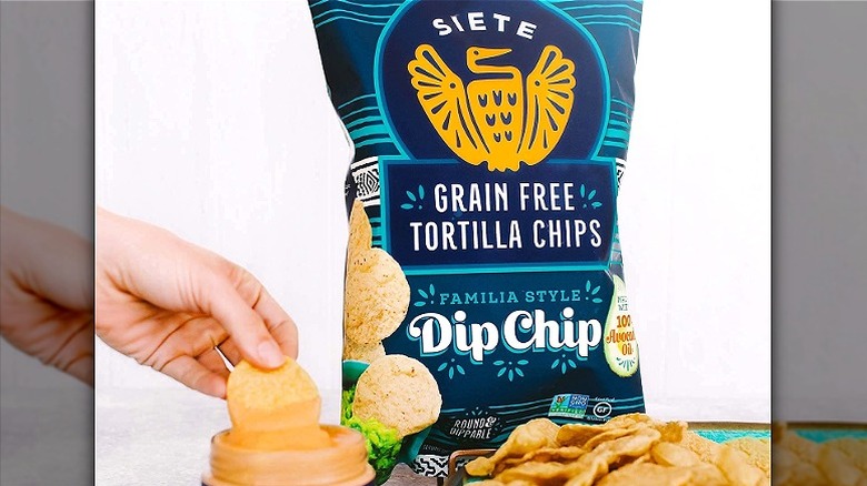 A bag of Siete Grain Free tortilla chips.
