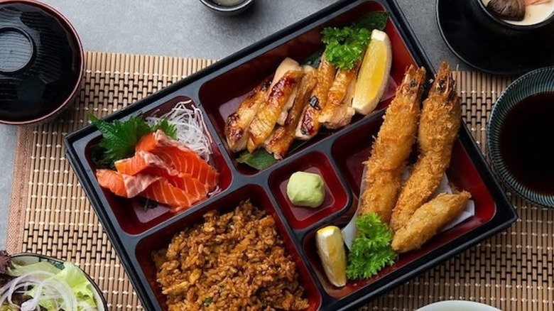A bento box at Kushi Tsuru at Japan Center Malls