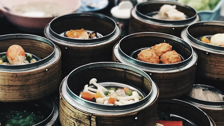 Dim sum dishes at New World Mall
