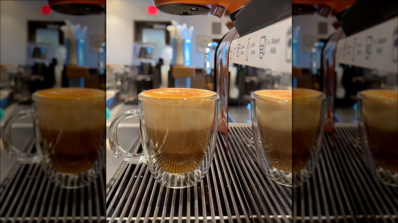 Starbucks Pistachio Cortado being made