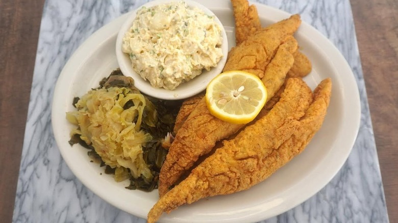 Fish plate from Corinne's Place in Camden, NY