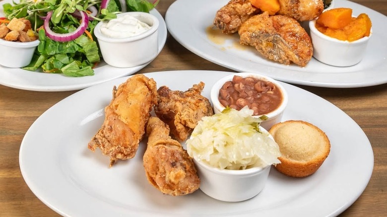 Three plates of soul food at Florence's Restaurant in Oklahoma City