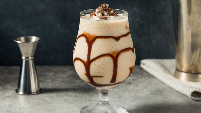 Frozen mudslide in a cocktail glass