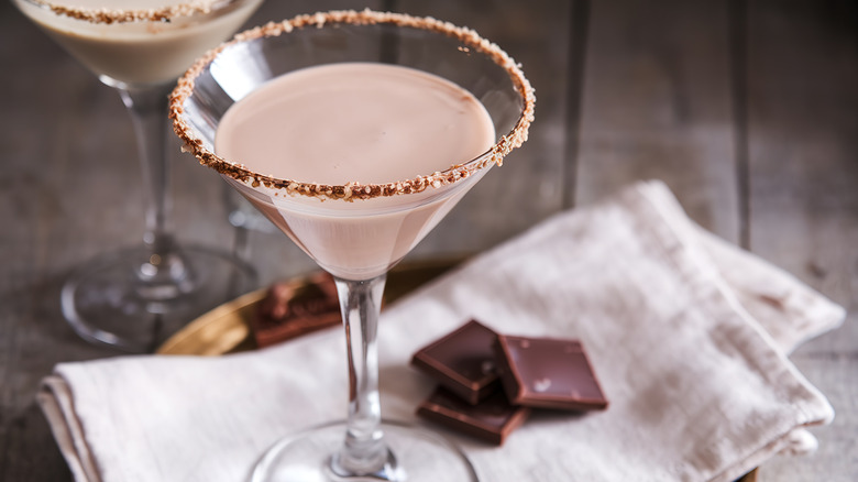 Chocolate martini with a chocolate rim