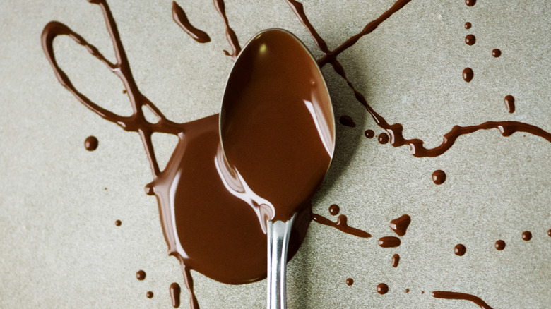 Spoon covered in chocolate