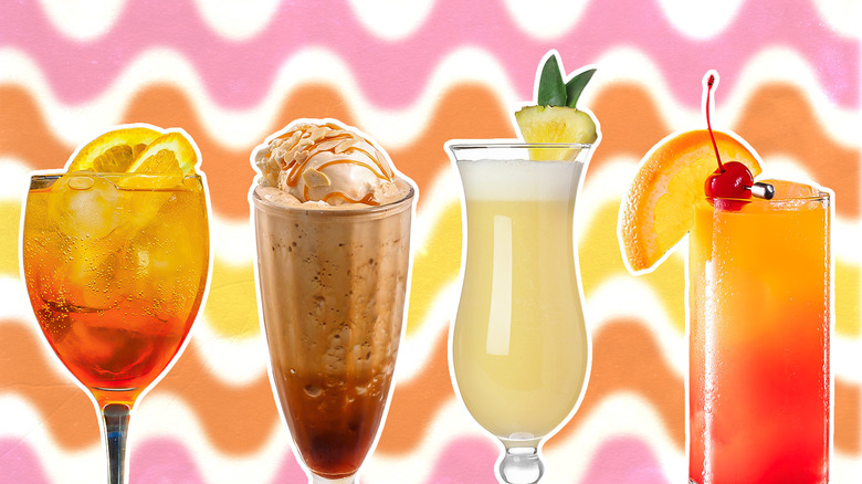 Four cocktails in glasses