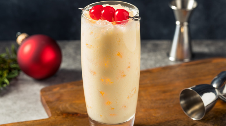 Glass of snowball cocktail