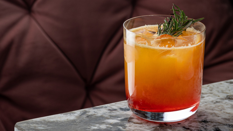 Glass of a tequila sunrise cocktail