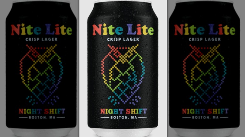 Close-up of a can of Night Shift Nite Lite American Light Lager