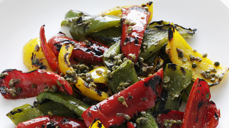 roasted peppers on a plate