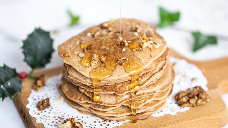 Buckwheat pancakes with honey and nuts