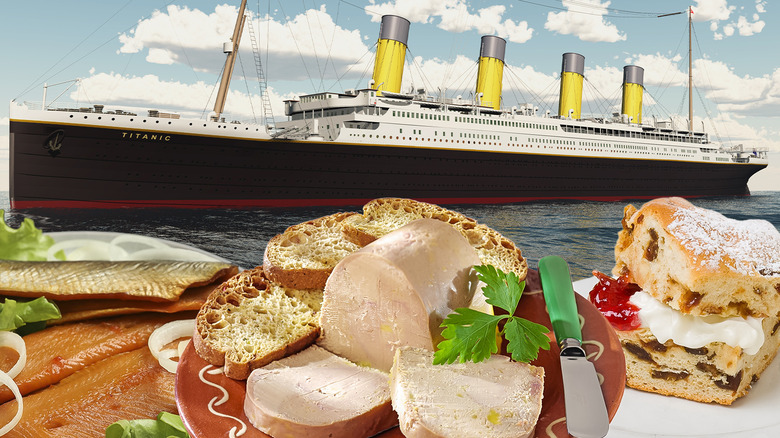Image of Titanic and foods served on board
