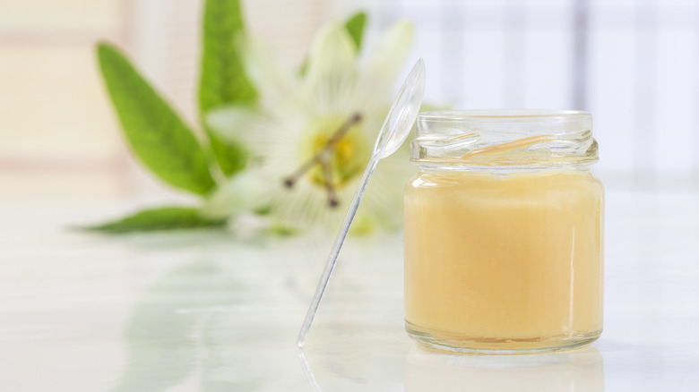 Glass container of honey