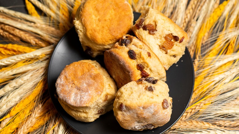 Plate of sultana scones