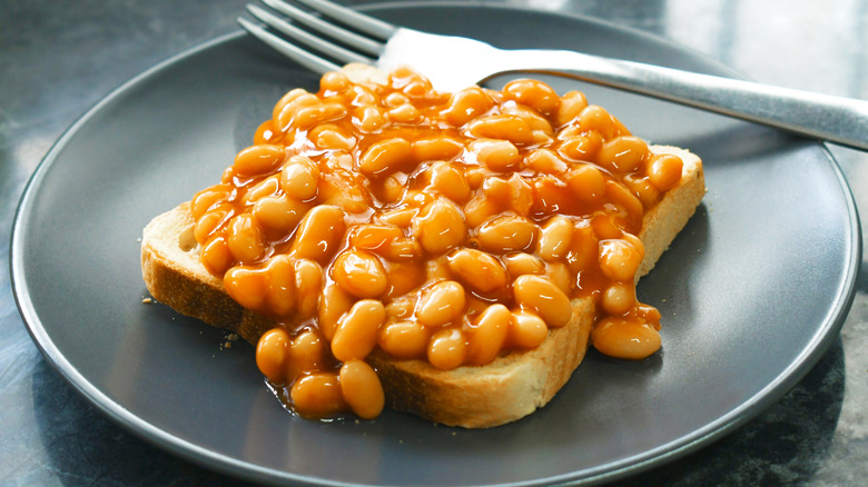 Beans on toast on a plate
