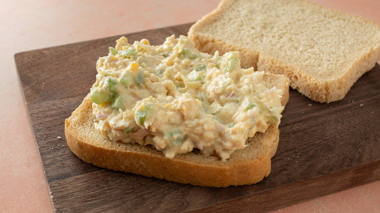 Chickpea salad sandwich on bread