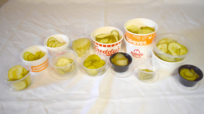 Burgers and chicken sandwiches with pickles