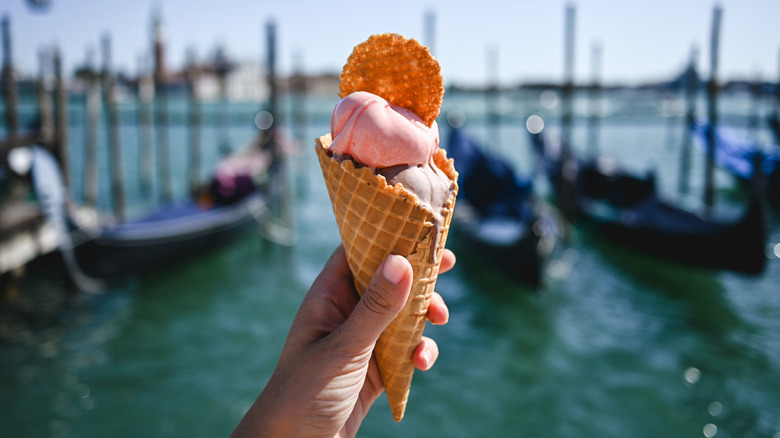 Ice cream served in an ice cream cone