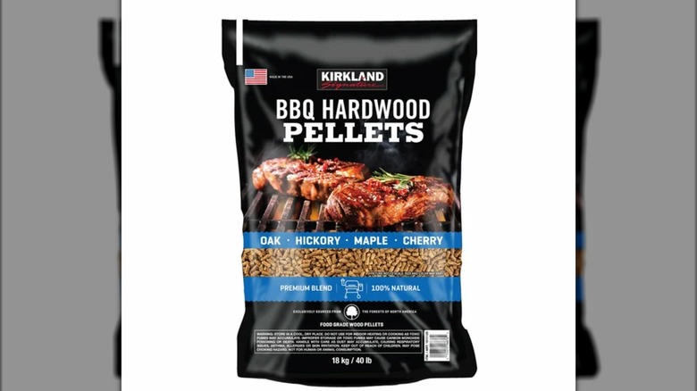 A bag of Kirkland Signature wood chips
