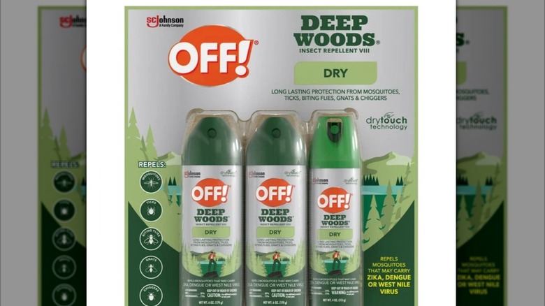 A package of OFF! deep woods dry insect repellent