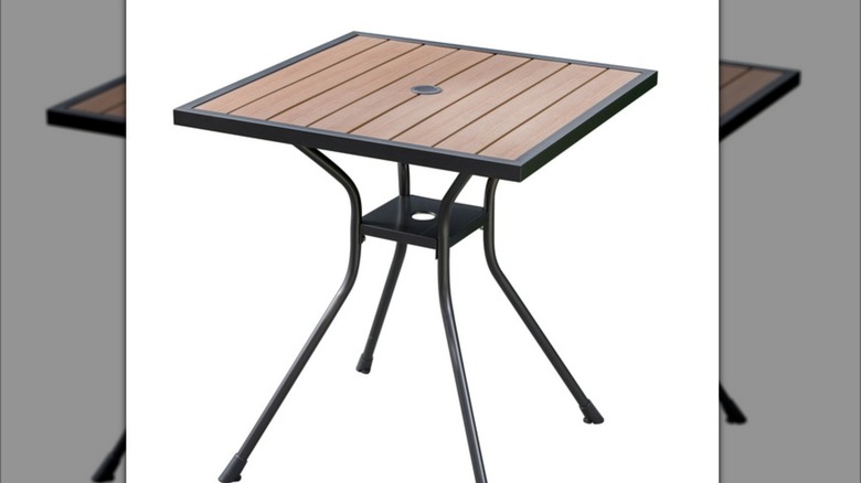 An outdoor dining table