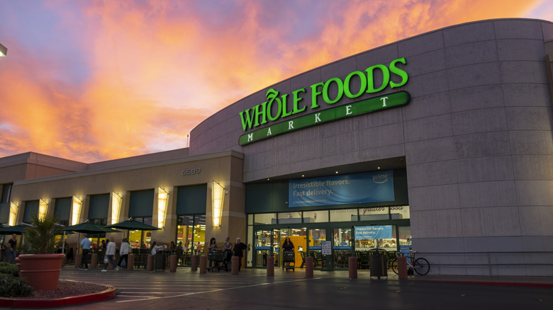 A Whole Foods Market storefront during sunset.