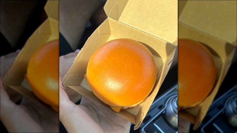 A steamed bun on a McDonald's filet-o-fish