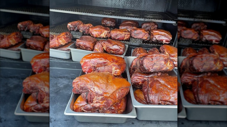 Array of meats at Smokin Mikes in GA