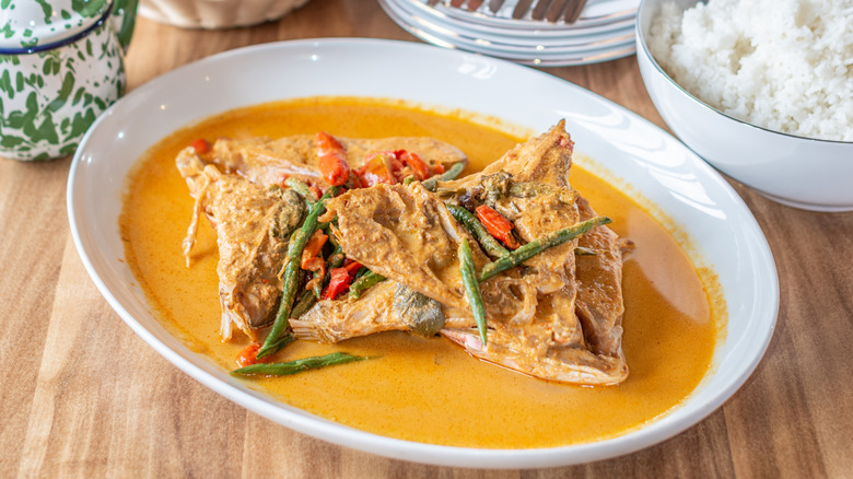 A bowl of ikan gulai (fish curry) from Indonesia