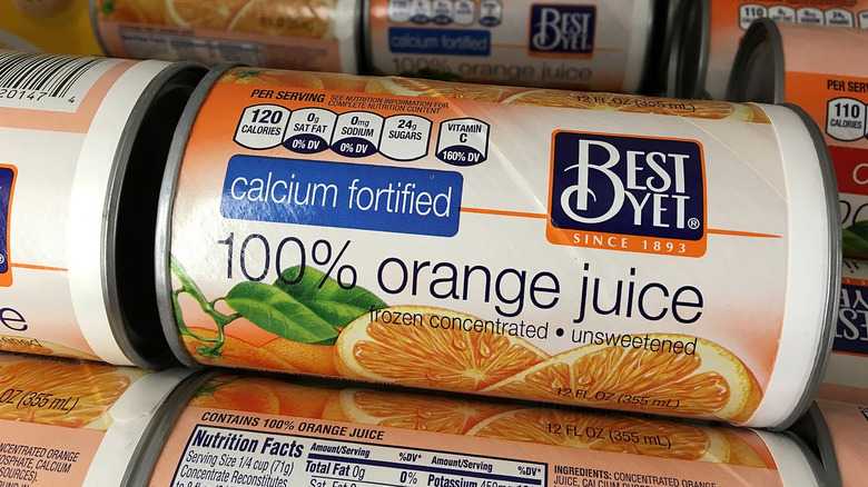 Orange juice concentrate in the freezer