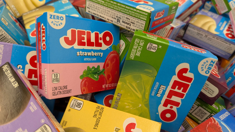 Jell-O mix on a store shelf