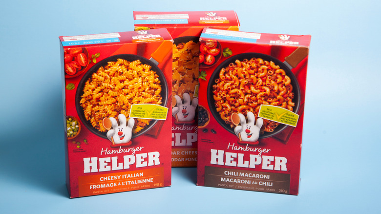 Boxes of Hamburger Helper