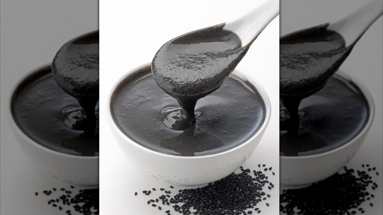 Bowl of black sesame paste