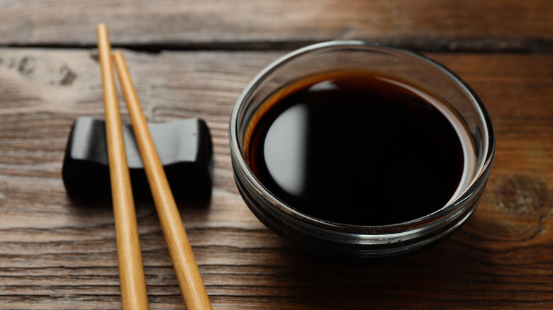 Shoyu with chopsticks
