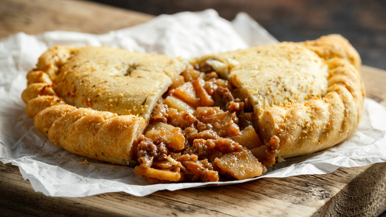 Cornish pasty with meat and potatoes