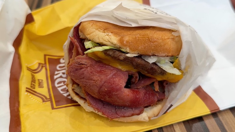 Pastrami burger at Crown Burger