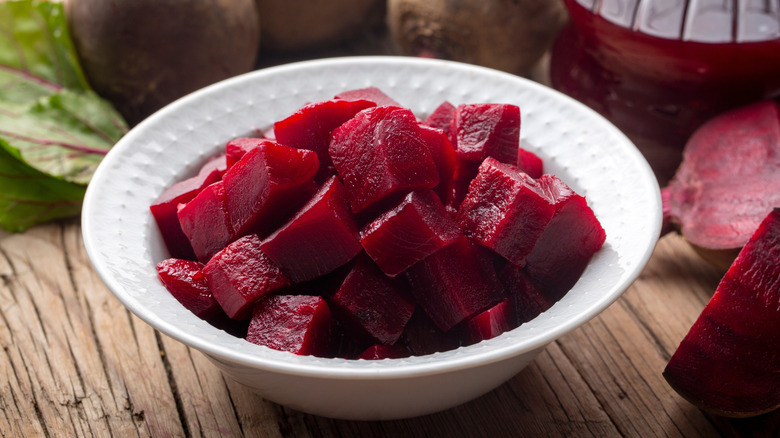 pickled red beets in a bowl