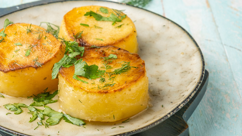 A plate of fondant potatoes