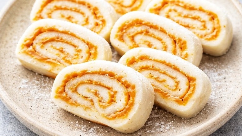 Potato peanut butter candies on a plate