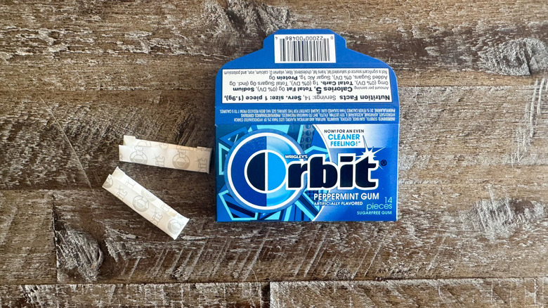 Orbit gum on wooden surface