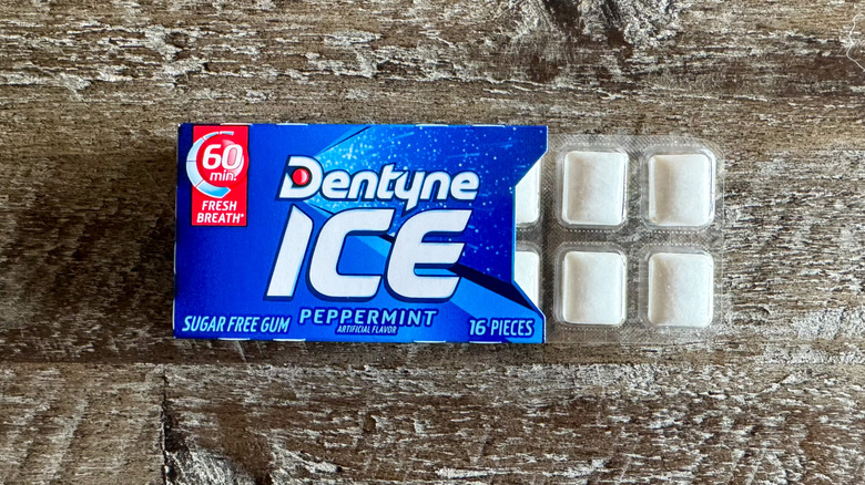 pack of Dentyne Ice on wooden surface